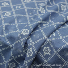 高D山茶花印花水洗牛仔布料服装面料手工DIY衣服外套裤子