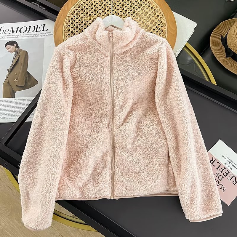 Chaqueta larga de felpa, manga larga, felpa coral, ropa de abrigo corta para otoño e invierno para mujer 479611/449753/439138
