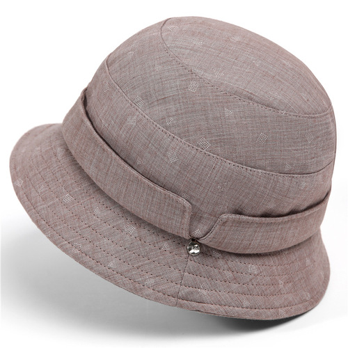 Women's Spring and Summer Flat Brim Bucket Hat for Middle-Aged and Elderly, Simple Mother Hat, Thin Rim Fabric Hat, Fisherman Hat, Sun Protection Hat