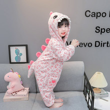 儿童珊瑚绒连体睡衣秋冬款加厚婴儿女宝宝法兰绒睡袋女童恐龙爬服