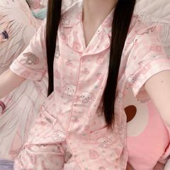超萌卡通粉色小兔子睡衣女夏季短袖短裤薄款两件套可外穿家居服
