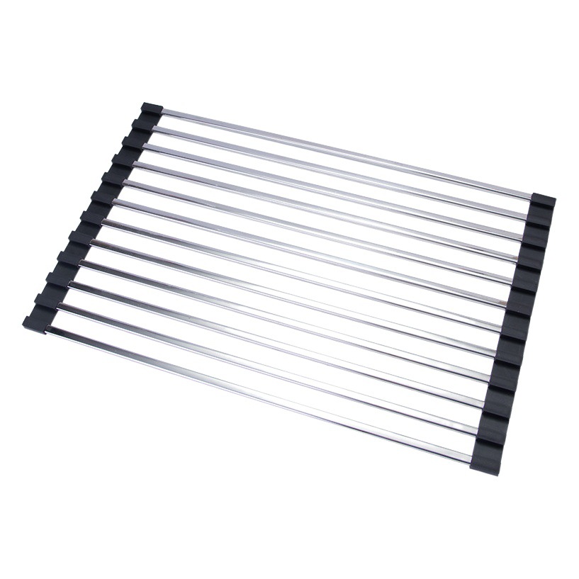 Cocina hogar 304 Escritorio de acero inoxidable integrado plegable tubo cuadrado plato taza obturador fregadero drenaje estante