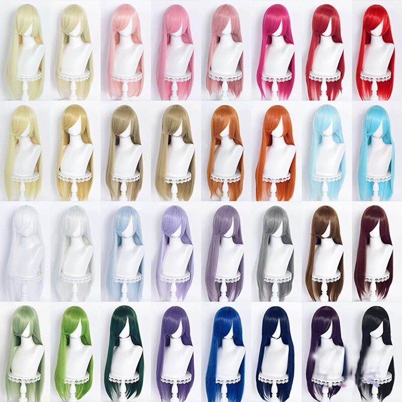 Silk Yue Universal Long Straight Hair 80cm Universal Multi-Color Long Bangs Hair Style Cos Wig 80cm Universal Wig