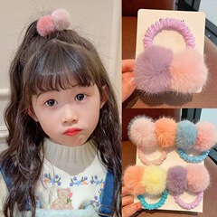 韩版可爱毛绒发绳发圈女孩儿童不伤发扎马尾头绳高弹力橡皮筋发饰