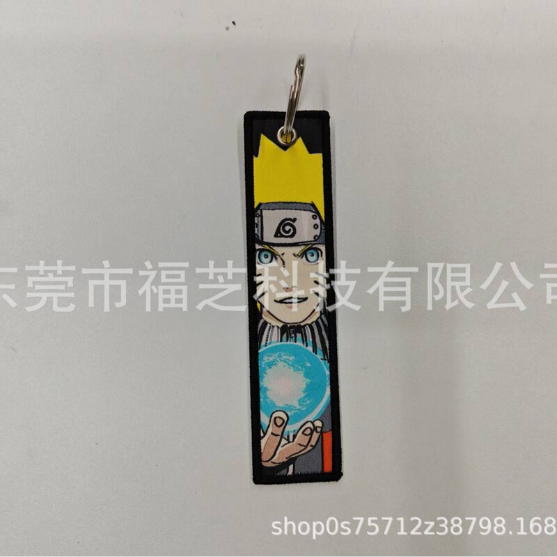 Naruto, Pirates, Dragon Ball, Demon Slayer Anime Woven Label Keychain Japanese Anime Pendant Jewelry Anime Keychain Wholesale