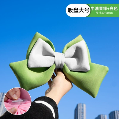 seat back battery car helmet, Motosiklet ləvazimatları və aksesuarları - fruit-green-and-white-color-matching-bow-large-size-3020cm