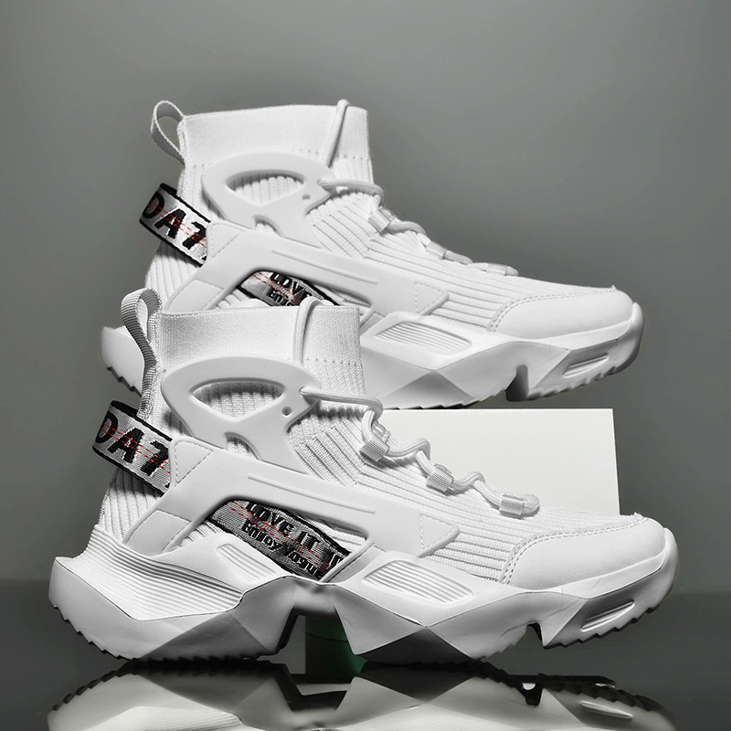 Внешняя торговля большой размер спортивной повседневной мужской обуви 46 дышащий бег высокие носки обувь мягкая подошва эластичная летающая сетка кроссовки