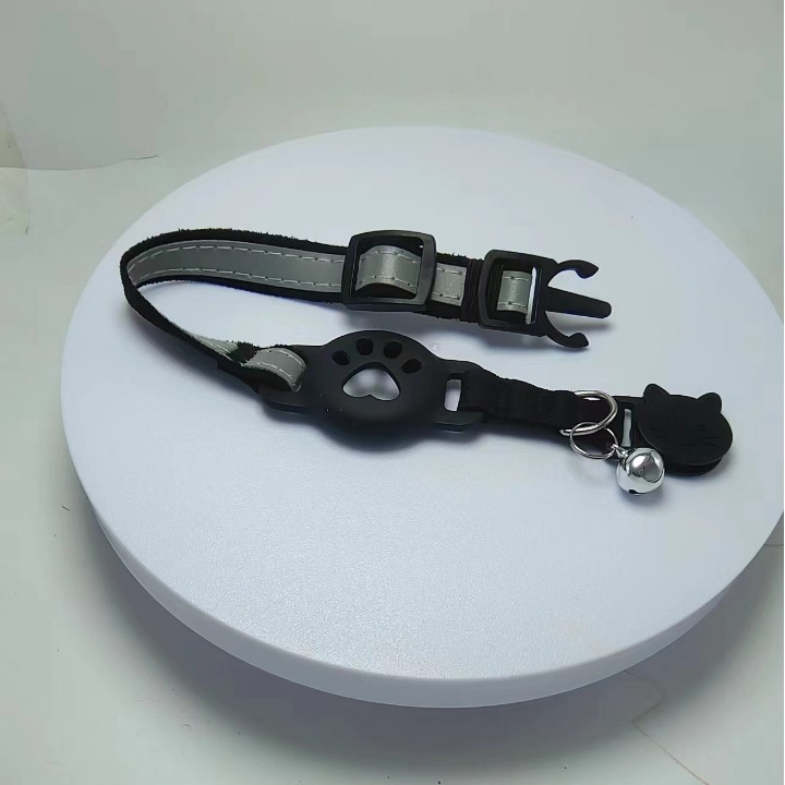1.5cm nuevo collar de gato Airtag con campana reflectante anti-perdida cubierta de silicona pequeña mascota collar