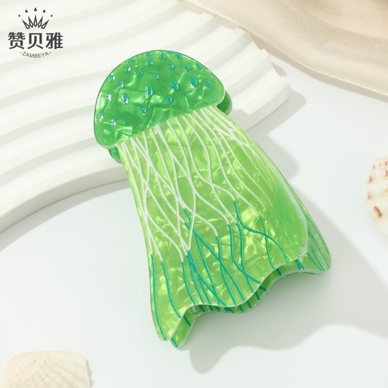 创意夜光水母醋酸抓夹女气质后脑勺盘发鲨鱼夹小众时尚显发量发饰|undefined