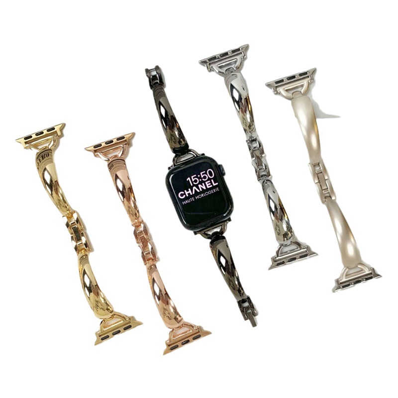 Original nuevo en forma de D pulsera de metal curvo correa de reloj adecuado para Apple Watch iwatch8 generación 765SE4321