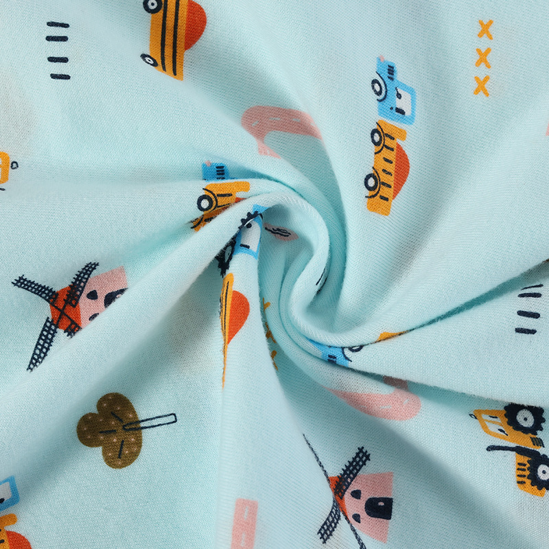 Tela de jersey de algodón con estampado de dibujos animados para primavera y verano, para bebés y niños pequeños, tela de algodón puro clase A, tela para ropa de cama y pijamas para bebés. image 4