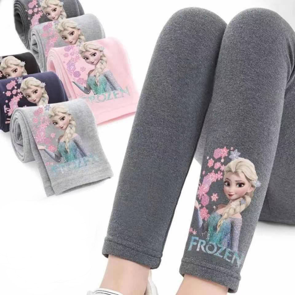 2024 Girls' Leggings Spring and Autumn Ice and Snow Elsa Princess Cotton Outerwear Socks Pants Children's Long Pants for Girls