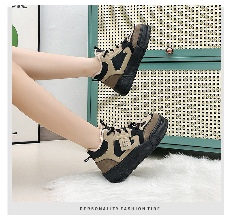 Damen Stiefeletten Kaschmir High Top Plattform Freizeitschuhe_voghion.com