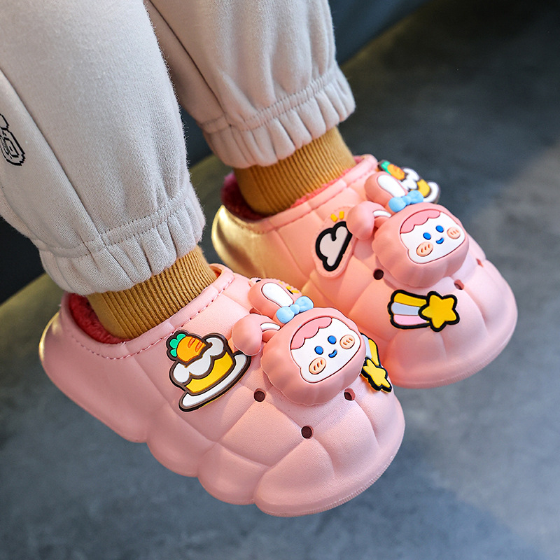 Zapatillas de algodón para niños de invierno Niños y niñas padre-hijo impermeable antideslizante bolsa talón cálido forro polar niños bebé Zapatillas de algodón