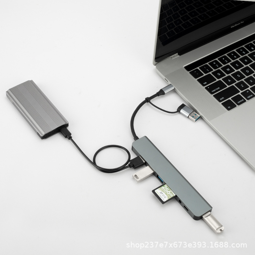 Tipo-C docking USB. Hub tablet para macbook multifunción doble cabeza 8 en 1 docking