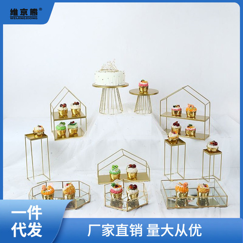 Lace edge rectangular tray stand metal European style cake plate square plate pastry plate dessert display plate cookie ginger tea