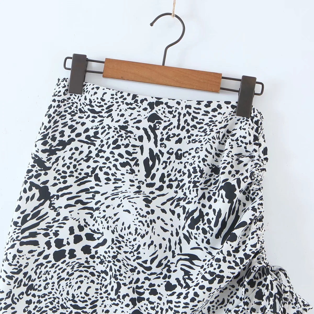 leopard print drawstring skirt NSAC39399