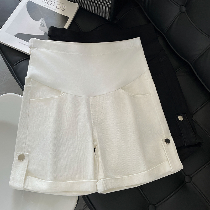 Maternity Shorts for Women, Summer Thin Denim Wide-Leg Pants, Casual Summer Jeans, Trendy Versatile High-Waisted Pants