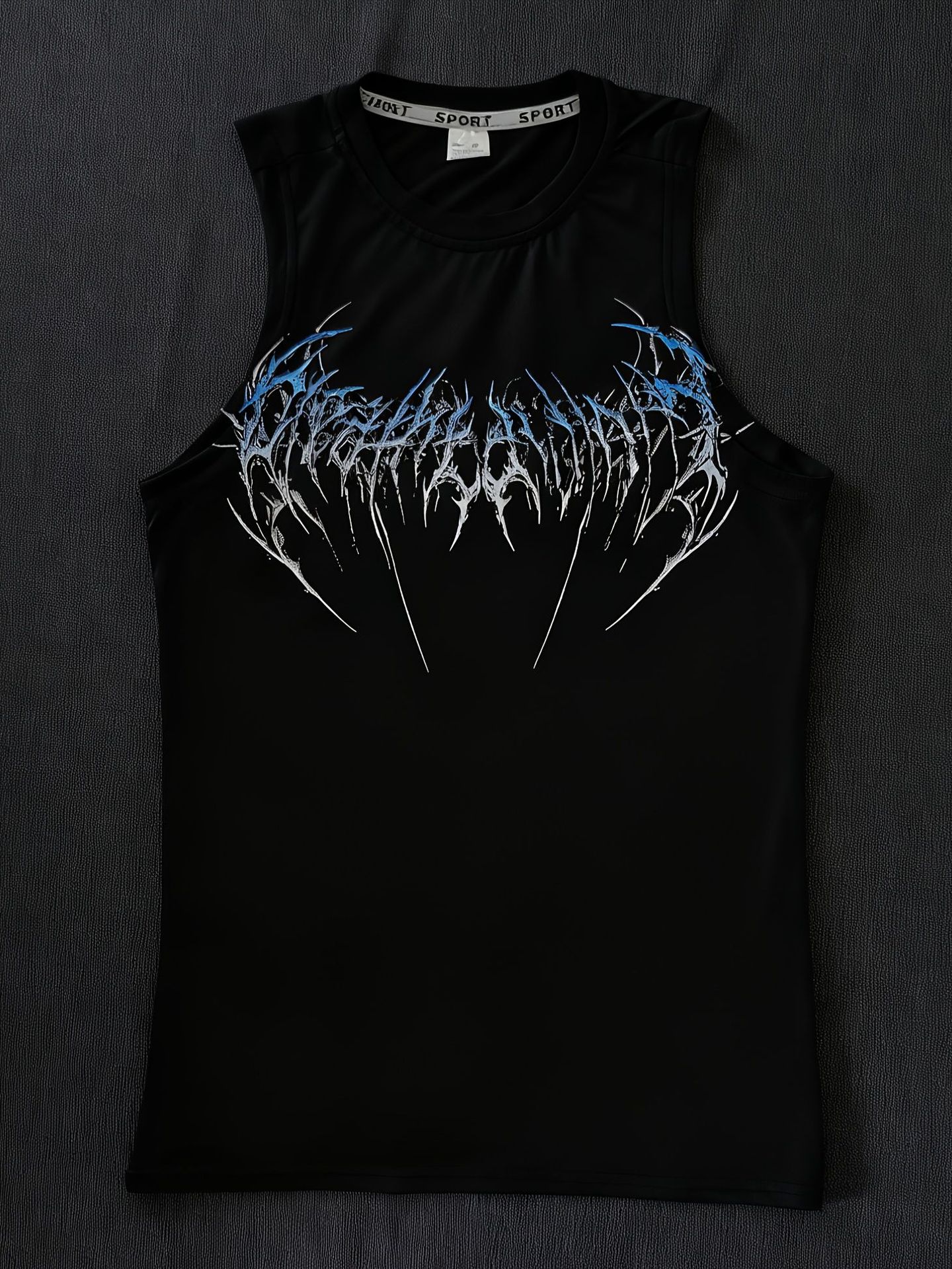 Men's Thorn Print Vest High Street Trendy Brand Sleeveless T-Shirt Quick Drying Fitness Tight Fitting Summer Top_viptrois.com
