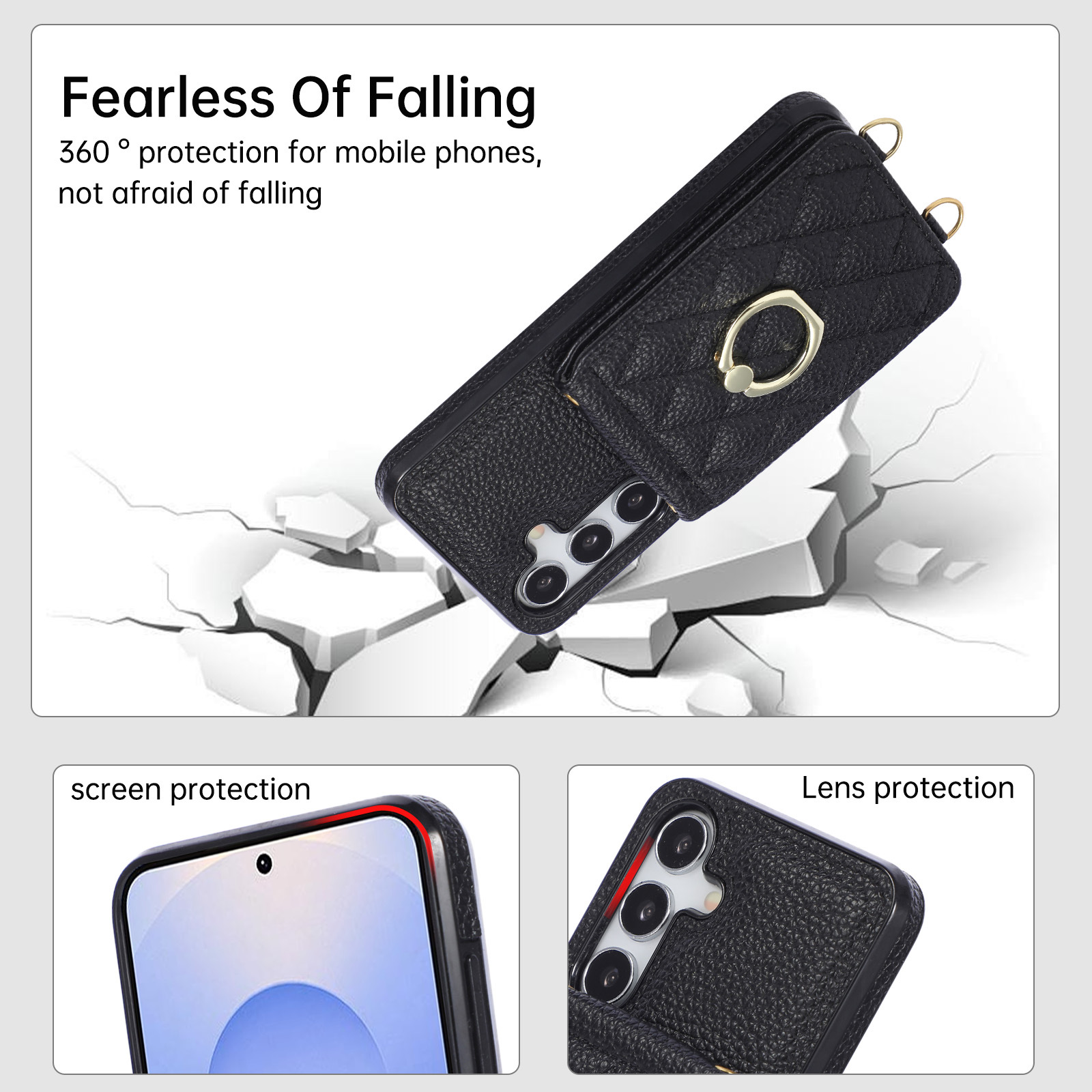 Funda de cuero con correa para colgar y tarjetero samsung s25 a56_voghion.com