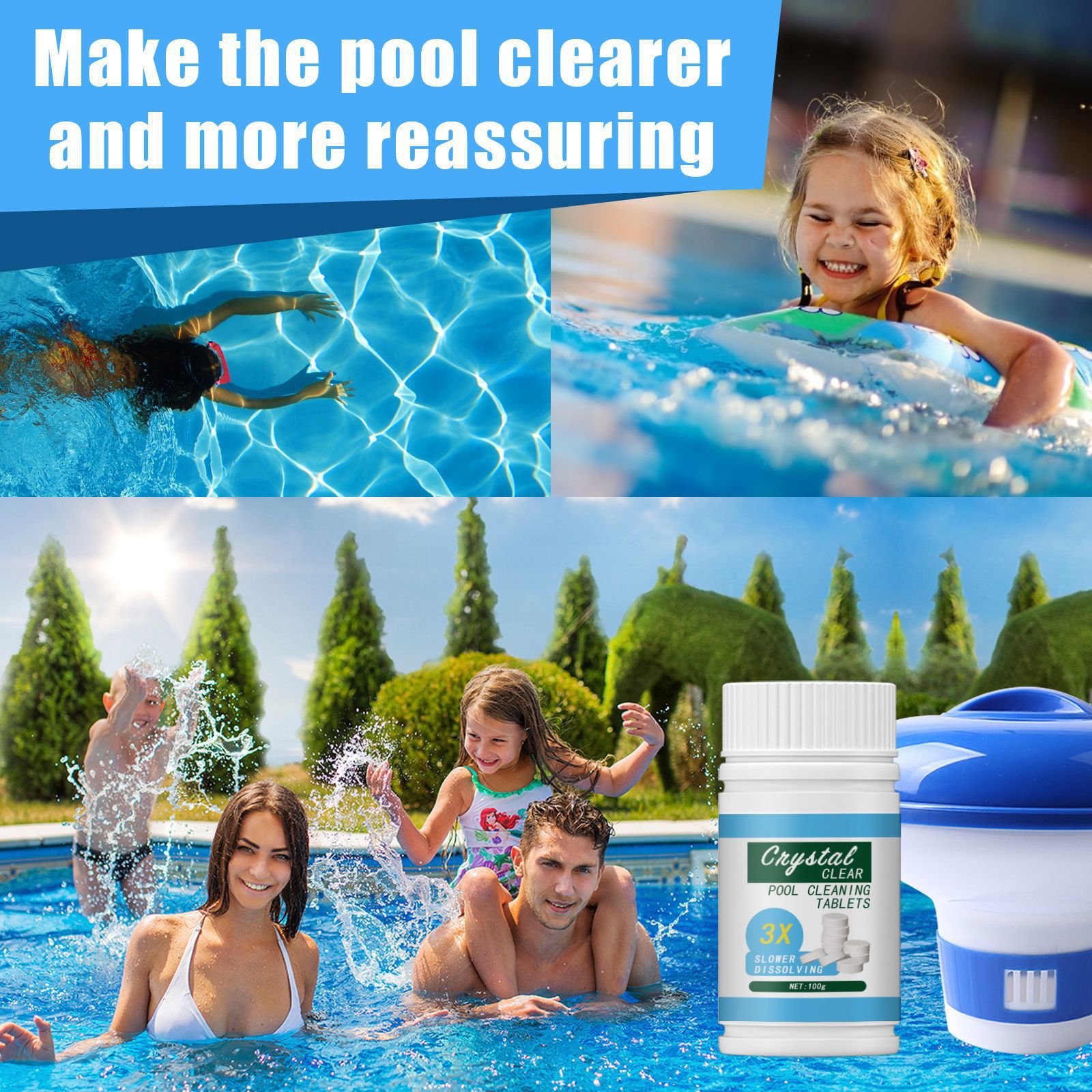 Multi-function Swimming Pool Effervescent Cleaning Tablets Clean And Decontaminate Dirty Water display picture 4