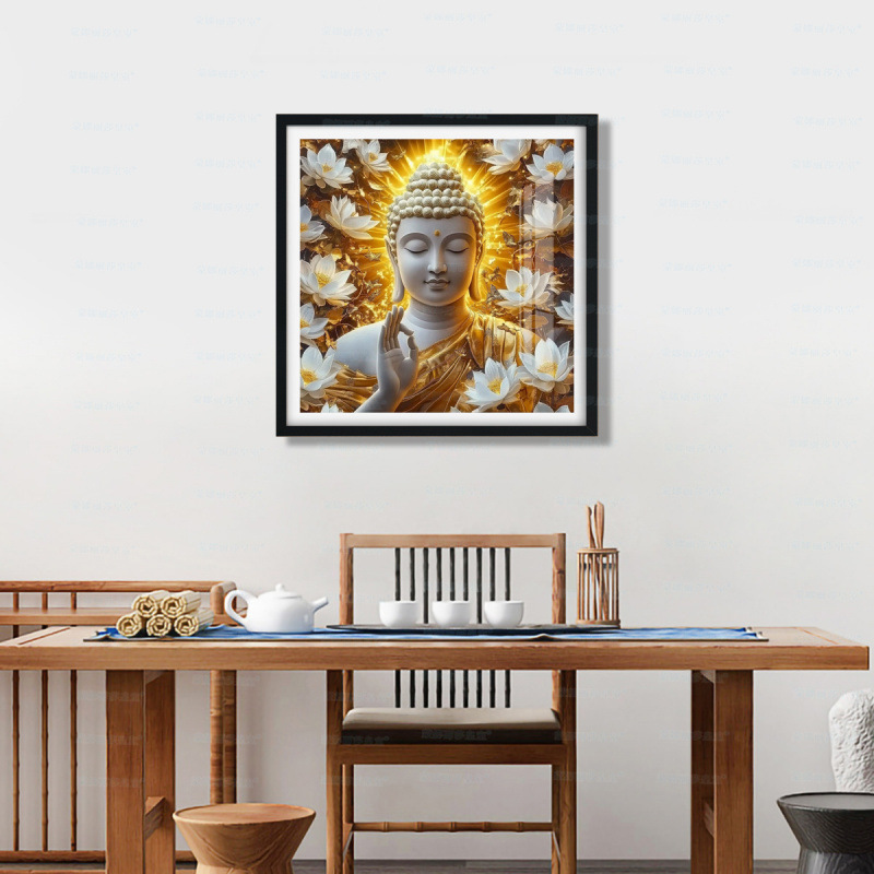 [Algodón importado] Mona Lisa Real Dorado Buda Nuevo estilo de Buda Nuevo estilo chino bordado de cruz image 3
