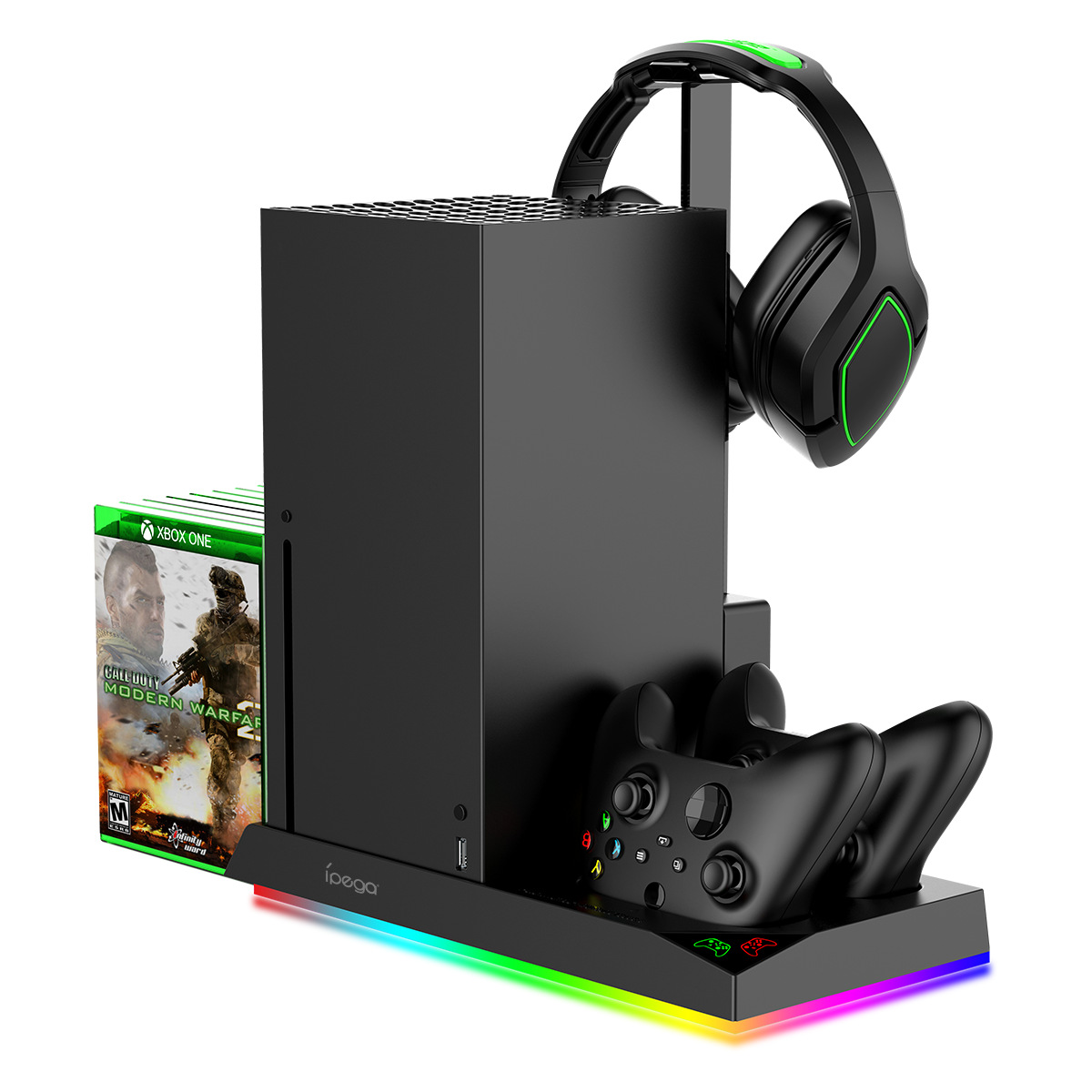 Xbox seriesx juego anfitrión refrigeración base doble mango cargador con luz indicadora auriculares soporte plato rack
