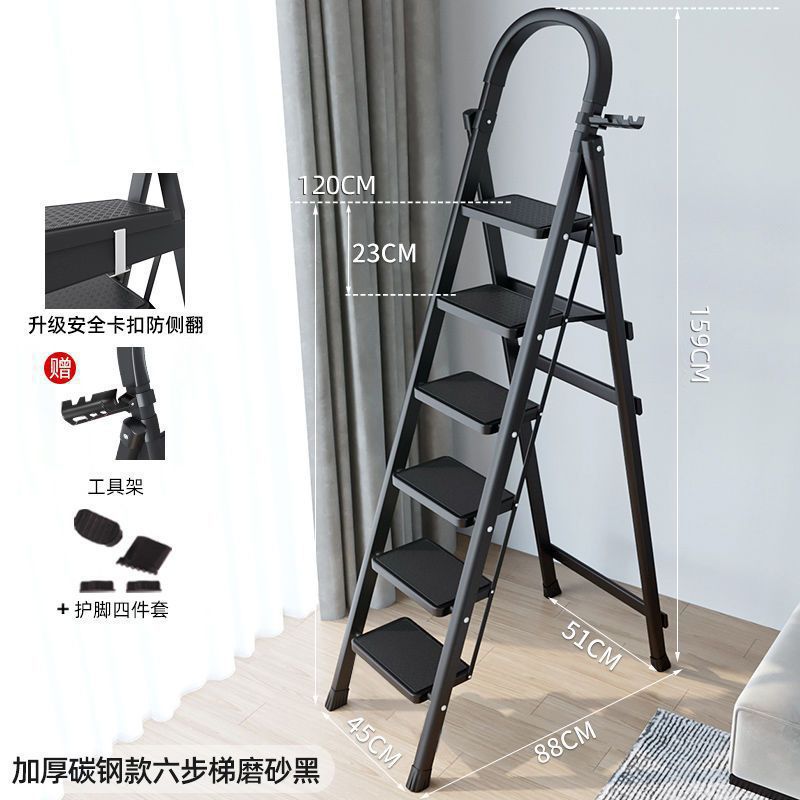 Escalera en espiga móvil multifuncional Escalera telescópica Escalera de cuatro pasos Escalera interior Escalera plegable doméstica Acero grueso