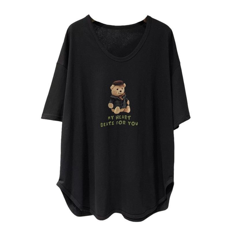 ファットmm 150kg ゆったり大きいサイズ ミドル丈 UVカラー 半袖 Tシャツ レディース 夏新作 韓国版 痩身お腹カバートップ|undefined