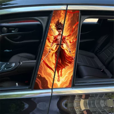 Car center pillar sticker A pillar Body sticker - nezha-2-1-pair-of-driver-and-co-pilot