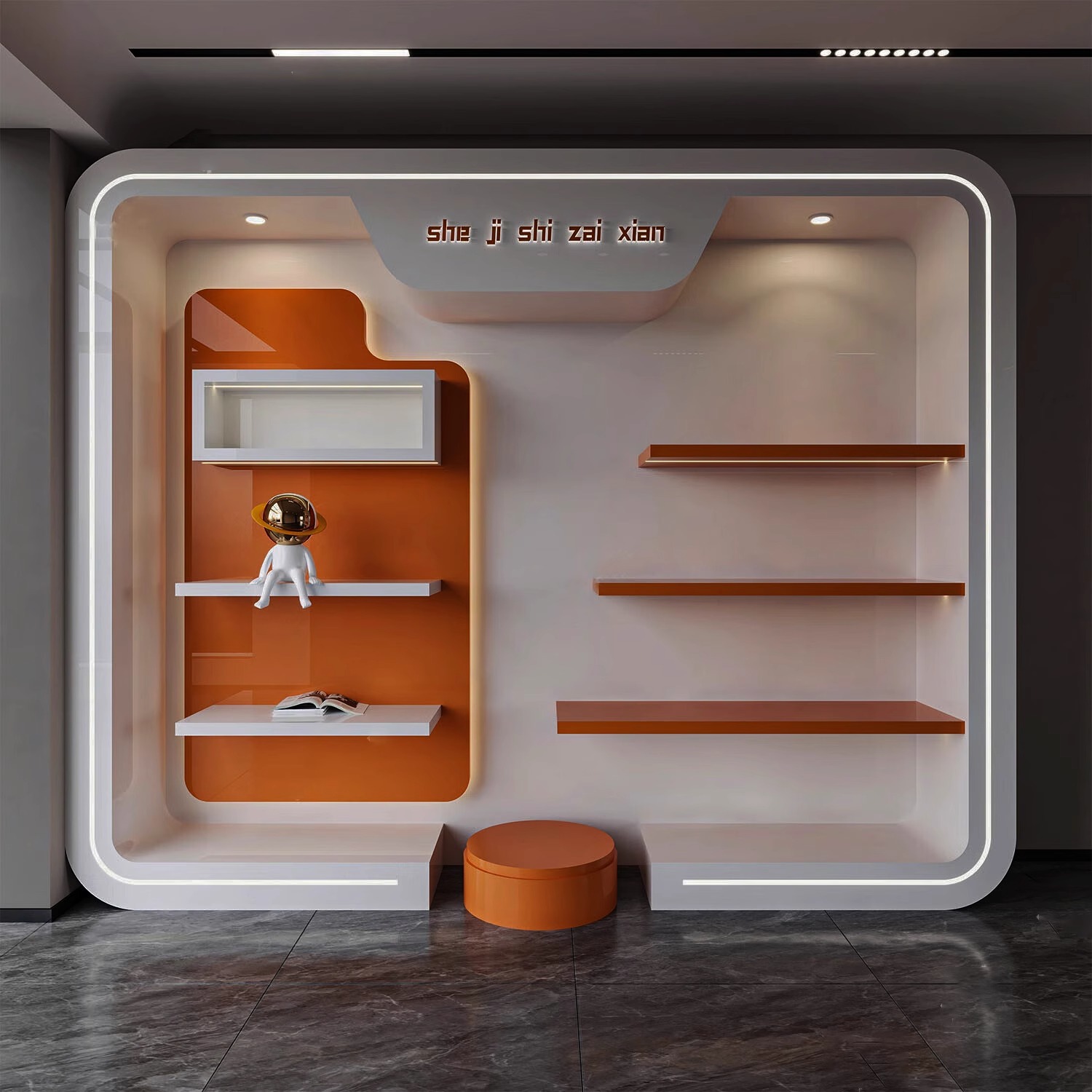 展厅烤漆展示台发光展示柜形象墙商场样品展示架网红直播间背景柜