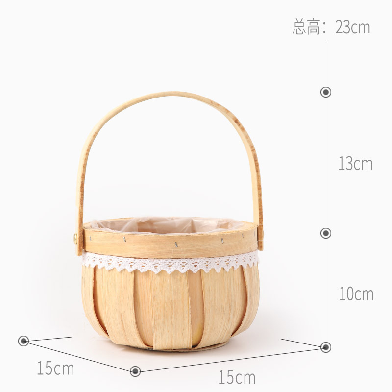 Mimbre borla cesta de flores de mano ramo decoración DIY arreglo de flores pastoral adornos flores tejidas a mano niña de las flores de la boda