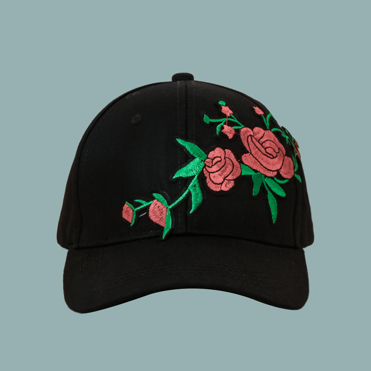 Korean Style Sunshade Wide Brim Rose Flower Embroidery Baseball Cap Wholesale display picture 4