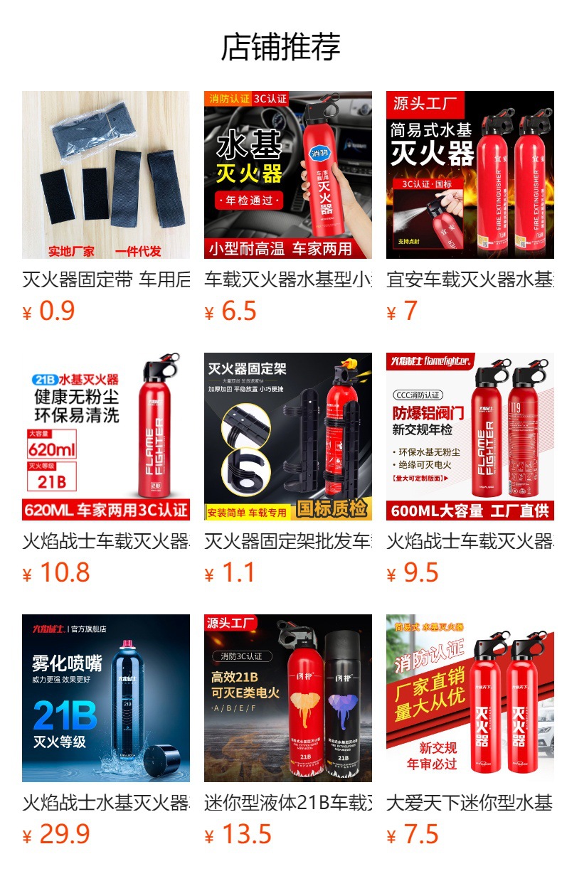 Car Fire Extinguisher Water-based Small Car Fire Extinguisher 13B Household Portable Car Annual Inspection Fire Fighting Equipment
