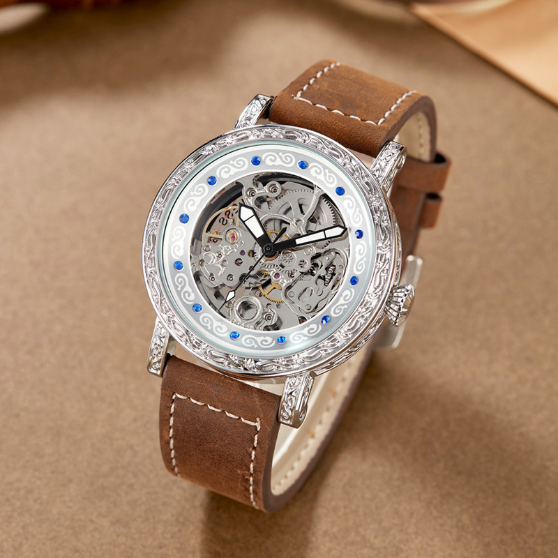 2023 nuevo reloj de dos vías movimiento casual hombres Correa reloj de acero inoxidable reloj mecánico automático generación