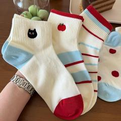 洛丽塔袜子女夏季薄款透气防臭日系可爱刺绣学生中短筒袜JK 袜