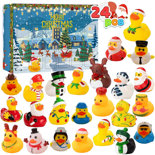 Cross-border Christmas decompression blind box children's rodent killer pioneer Christmas vinyl duck set hand-shred gift box toys