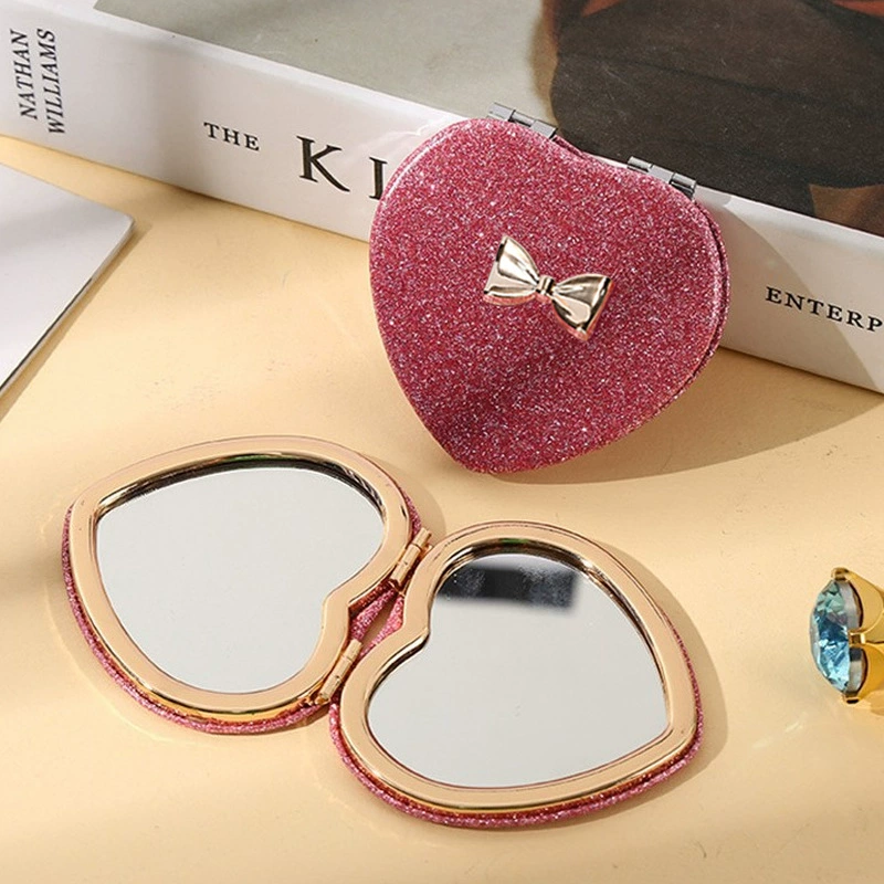 Double-sided Folding Handheld Mirror, Heart Pocket Design, Portable for Elementary Students
