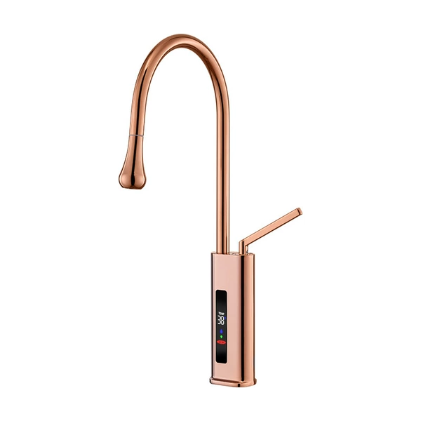 Digital display hot and cold pull tap [Rose gold]