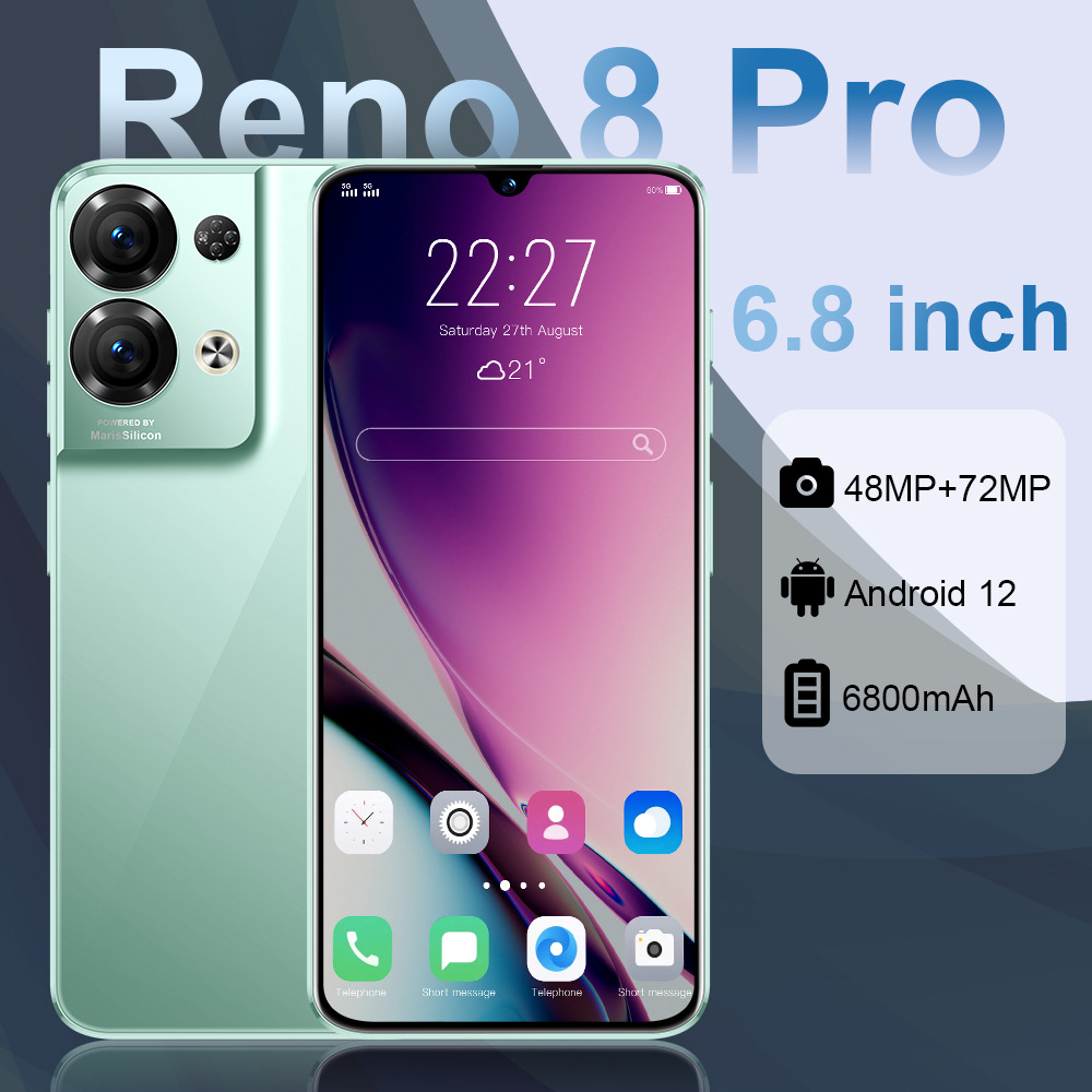 新款外贸跨境手机Reno8 Pro 6.8寸大屏安卓智能手机批发厂家直供