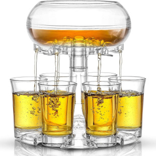 Customized Cross-Border Transparent Wine Dispenser, Liquor Beer Party Pouring Artifact, Small Wine Glass, Mixing Set, Six Cups