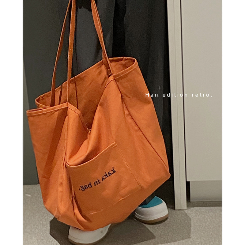 Leisure canvas bag female summer 2021 new fashion tote bag versatile INS large capacity bag shopping bag