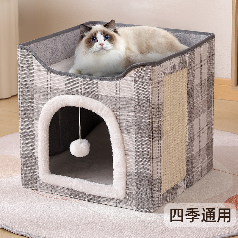 Colada para gatos transfronteriza, almacenamiento plegable, casa para gatos, villa, cuatro estaciones, uso general, tabla de agarre para gatos, guarida para gatos, suministros para mascotas