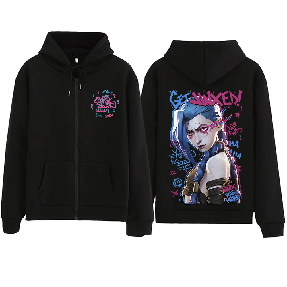 Arcane-Jinx Graphic Zipper Hoody Men Women Hip Hop Fashion