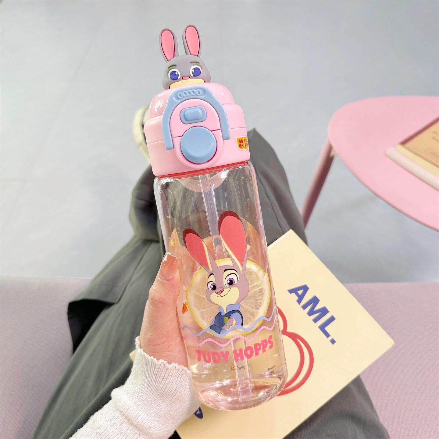 Animal loco taza de agua para niños doble bebida paja para estudiantes para ir a la escuela hervidor de agua especial de alto valor facial taza deportiva conveniente