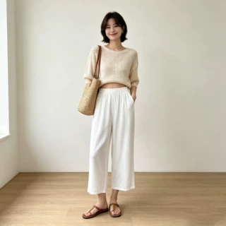 亚麻九分阔腿裤女2026新款天丝直筒阔腿裤小个子款跨境外贸裤子夏