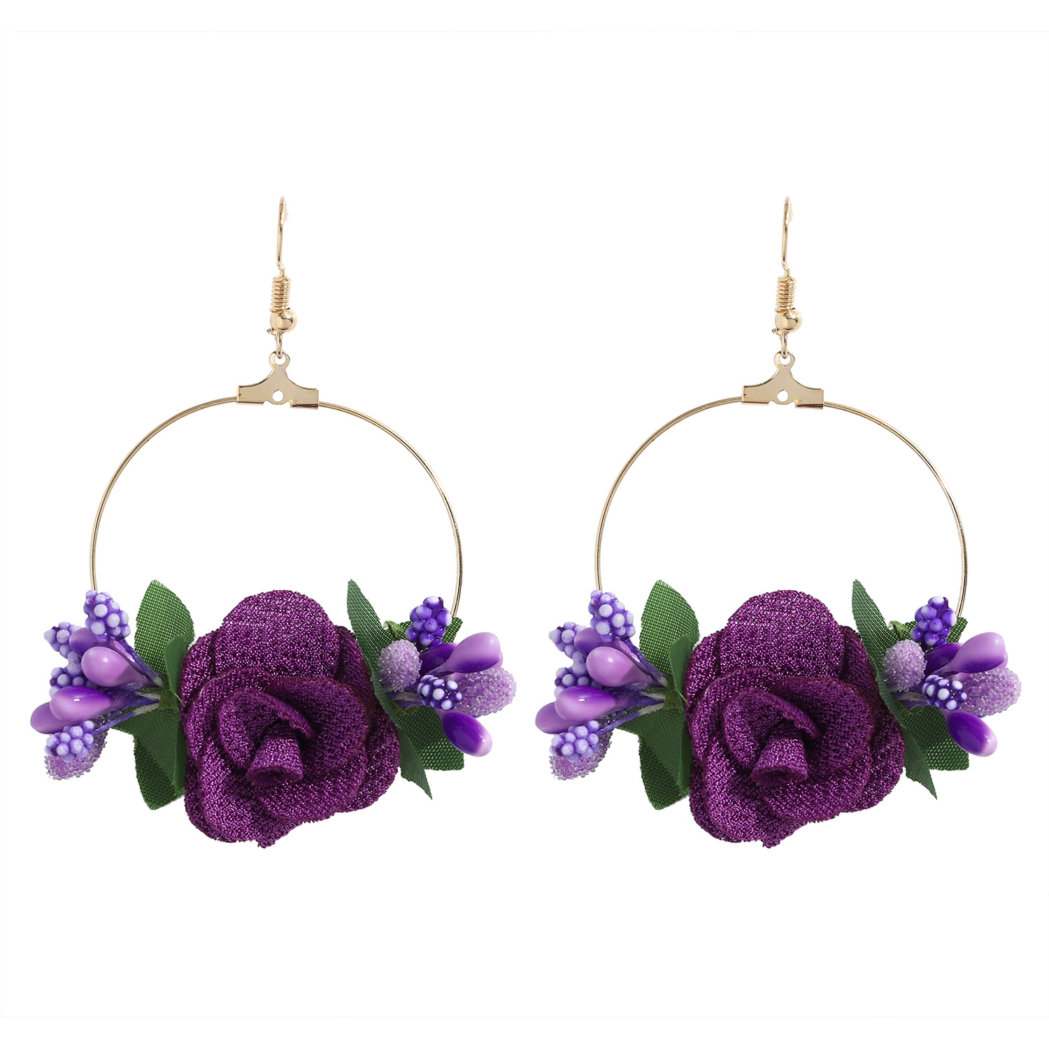 Style Ethnique Fleur Chiffon Pas D'incrustation Des Boucles D'oreilles display picture 26