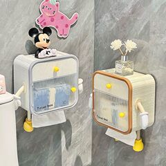 トイレティッシュボックス壁掛け式ロール紙吸引ボックス浴室穴なし厚い防水クリエイティブティッシュ収納ボックス
