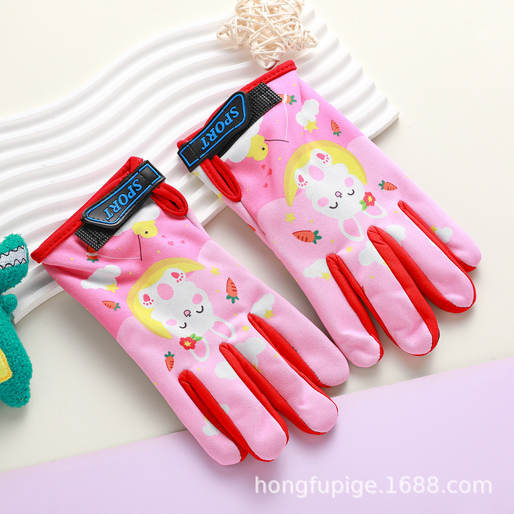 Guantes calientes para niños para montar al aire libre para jugar con nieve gruesa a prueba de viento de dibujos animados y veludo a prueba de agua a prueba de resbalaje guantes de invierno a prueba de frío