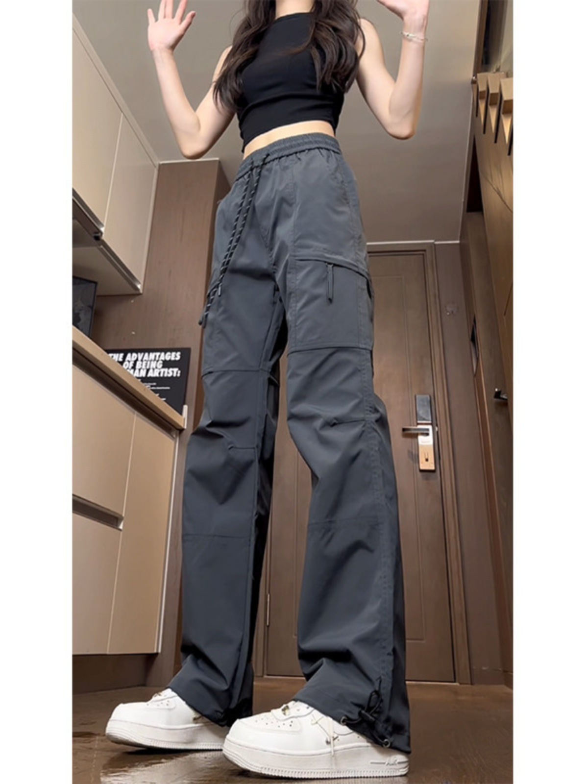 Women's Trendy Outdoor Hiking Pants, Slim Straight Casual Pants, Slimming Cargo Long Pants